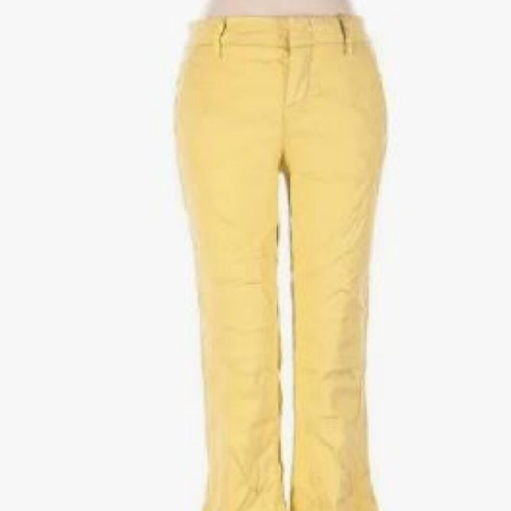 Anthropologie Level 99 Yellow Linen Wide Leg Pant Womens Sz 28 MSRP $138